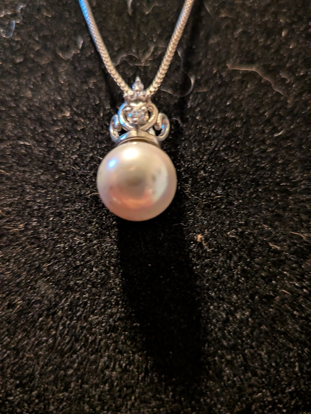 Sterling Silver Cultured Pearl Pendant Necklace in White with Silver Accents